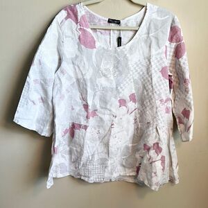 Luca Vanucci Linen Floral Top L